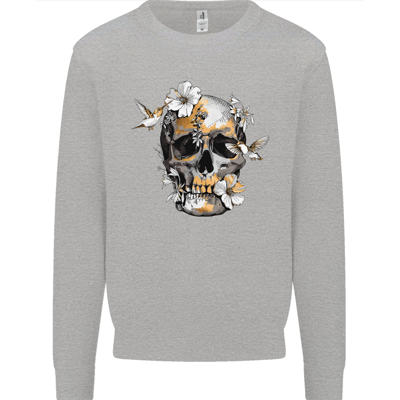 Wildlife Spring Skull Mens Sweatshirt Jumper Sports Grey