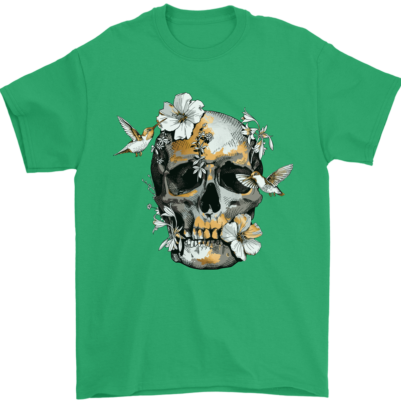 Wildlife Spring Skull Mens T-Shirt Cotton Gildan Irish Green