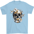 Wildlife Spring Skull Mens T-Shirt Cotton Gildan Light Blue