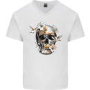 Wildlife Spring Skull Mens V-Neck Cotton T-Shirt White