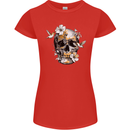 Wildlife Spring Skull Womens Petite Cut T-Shirt Red
