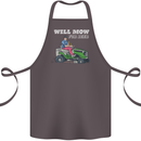Will Mo the Lawn For Beer Funny Alcohol Cotton Apron 100% Organic Dark Grey