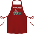Will Mo the Lawn For Beer Funny Alcohol Cotton Apron 100% Organic Maroon