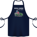 Will Mo the Lawn For Beer Funny Alcohol Cotton Apron 100% Organic Navy Blue