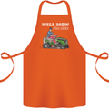 Will Mo the Lawn For Beer Funny Alcohol Cotton Apron 100% Organic Orange