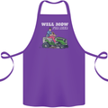 Will Mo the Lawn For Beer Funny Alcohol Cotton Apron 100% Organic Purple