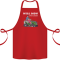 Will Mo the Lawn For Beer Funny Alcohol Cotton Apron 100% Organic Red