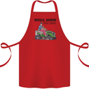 Will Mo the Lawn For Beer Funny Alcohol Cotton Apron 100% Organic Red