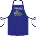 Will Mo the Lawn For Beer Funny Alcohol Cotton Apron 100% Organic Royal Blue
