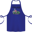 Will Mo the Lawn For Beer Funny Alcohol Cotton Apron 100% Organic Royal Blue