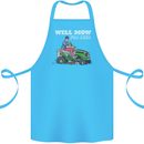 Will Mo the Lawn For Beer Funny Alcohol Cotton Apron 100% Organic Turquoise
