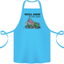Will Mo the Lawn For Beer Funny Alcohol Cotton Apron 100% Organic Turquoise