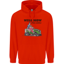 Will Mo the Lawn For Beer Funny Alcohol Mens 80% Cotton Hoodie Bright Red