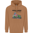 Will Mo the Lawn For Beer Funny Alcohol Mens 80% Cotton Hoodie Caramel Latte