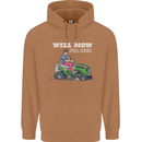 Will Mo the Lawn For Beer Funny Alcohol Mens 80% Cotton Hoodie Caramel Latte