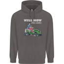 Will Mo the Lawn For Beer Funny Alcohol Mens 80% Cotton Hoodie Charcoal