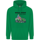 Will Mo the Lawn For Beer Funny Alcohol Mens 80% Cotton Hoodie Irish Green