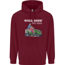 Will Mo the Lawn For Beer Funny Alcohol Mens 80% Cotton Hoodie Maroon