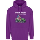 Will Mo the Lawn For Beer Funny Alcohol Mens 80% Cotton Hoodie Purple