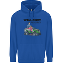 Will Mo the Lawn For Beer Funny Alcohol Mens 80% Cotton Hoodie Royal Blue