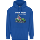 Will Mo the Lawn For Beer Funny Alcohol Mens 80% Cotton Hoodie Royal Blue