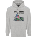 Will Mo the Lawn For Beer Funny Alcohol Mens 80% Cotton Hoodie Sports Grey