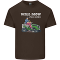 Will Mo the Lawn For Beer Funny Alcohol Mens Cotton T-Shirt Tee Top Dark Chocolate