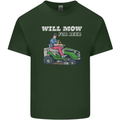 Will Mo the Lawn For Beer Funny Alcohol Mens Cotton T-Shirt Tee Top Forest Green