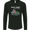 Will Mo the Lawn For Beer Funny Alcohol Mens Long Sleeve T-Shirt Black