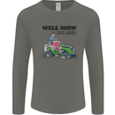 Will Mo the Lawn For Beer Funny Alcohol Mens Long Sleeve T-Shirt Charcoal