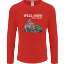 Will Mo the Lawn For Beer Funny Alcohol Mens Long Sleeve T-Shirt Red