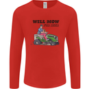 Will Mo the Lawn For Beer Funny Alcohol Mens Long Sleeve T-Shirt Red