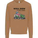 Will Mo the Lawn For Beer Funny Alcohol Mens Sweatshirt Jumper Caramel Latte