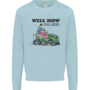 Will Mo the Lawn For Beer Funny Alcohol Mens Sweatshirt Jumper Light Blue