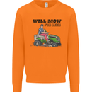 Will Mo the Lawn For Beer Funny Alcohol Mens Sweatshirt Jumper Orange