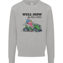 Will Mo the Lawn For Beer Funny Alcohol Mens Sweatshirt Jumper Sports Grey