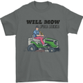Will Mo the Lawn For Beer Funny Alcohol Mens T-Shirt Cotton Gildan Charcoal
