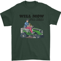 Will Mo the Lawn For Beer Funny Alcohol Mens T-Shirt Cotton Gildan Forest Green