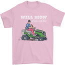 Will Mo the Lawn For Beer Funny Alcohol Mens T-Shirt Cotton Gildan Light Pink