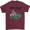 Will Mo the Lawn For Beer Funny Alcohol Mens T-Shirt Cotton Gildan Maroon