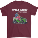 Will Mo the Lawn For Beer Funny Alcohol Mens T-Shirt Cotton Gildan Maroon