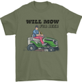 Will Mo the Lawn For Beer Funny Alcohol Mens T-Shirt Cotton Gildan Military Green