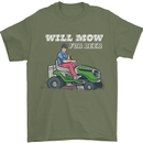Will Mo the Lawn For Beer Funny Alcohol Mens T-Shirt Cotton Gildan Military Green