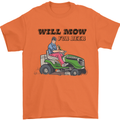Will Mo the Lawn For Beer Funny Alcohol Mens T-Shirt Cotton Gildan Orange