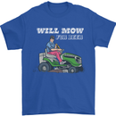 Will Mo the Lawn For Beer Funny Alcohol Mens T-Shirt Cotton Gildan Royal Blue