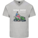 Will Mo the Lawn For Beer Funny Alcohol Mens V-Neck Cotton T-Shirt Sports Grey