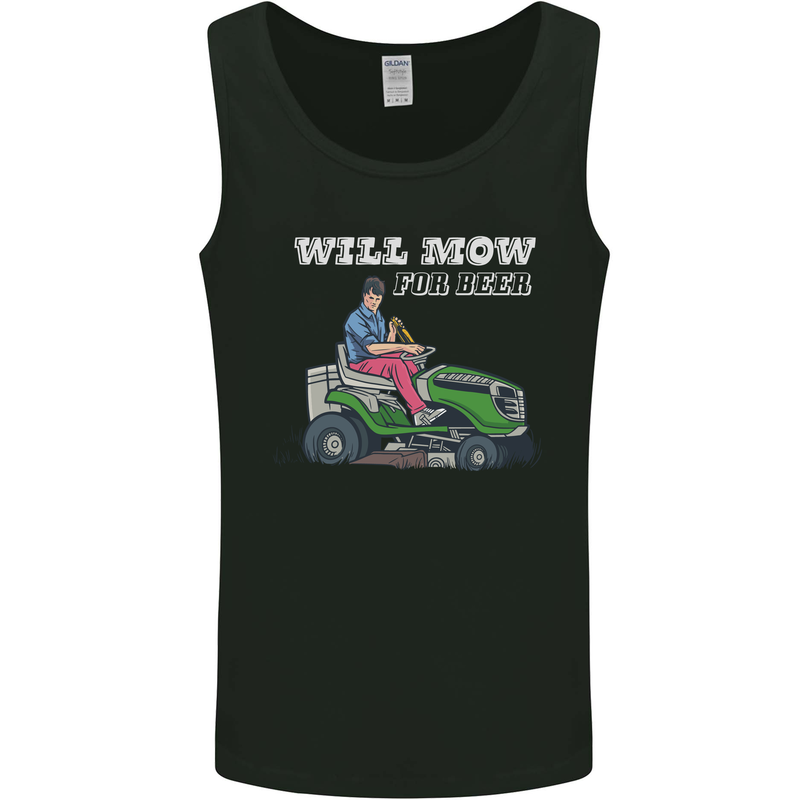Will Mo the Lawn For Beer Funny Alcohol Mens Vest Tank Top Black