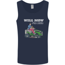 Will Mo the Lawn For Beer Funny Alcohol Mens Vest Tank Top Navy Blue