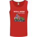 Will Mo the Lawn For Beer Funny Alcohol Mens Vest Tank Top Red