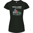 Will Mo the Lawn For Beer Funny Alcohol Womens Petite Cut T-Shirt Black